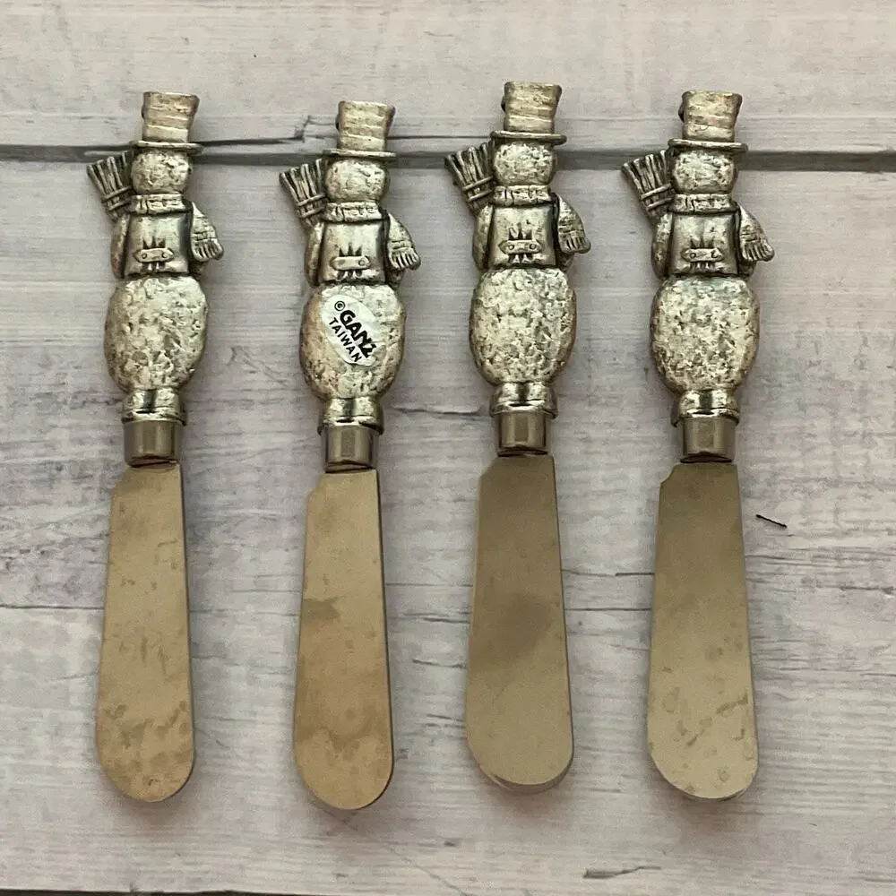 Ganz Snowman Butter Appetizer‎ Cheese Spreader Knife Set Of 4 Christmas Winter